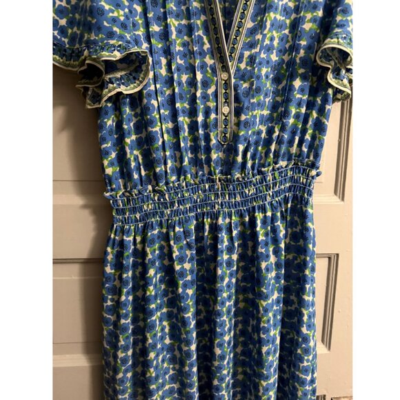Long, short sleeve blue floral dress Max Studio Size Large - Picture 8 of 10